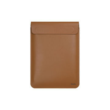 Water Resistant Laptop Sleeve Covers PU Leather Material Brown Color